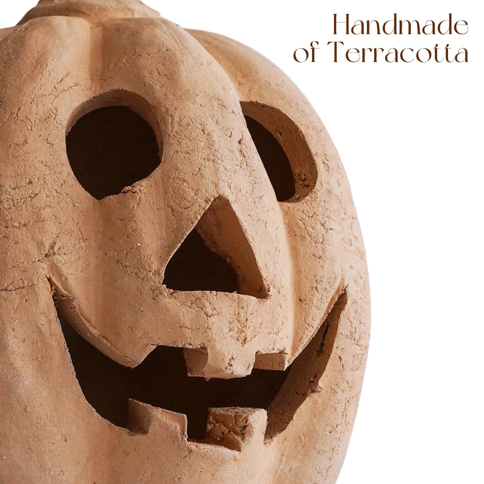 Fall Decor - Halloween Decorations - Handmade Terracotta Pumpkin Jack O' Lantern Outdoor Indoor -... | Amazon (US)