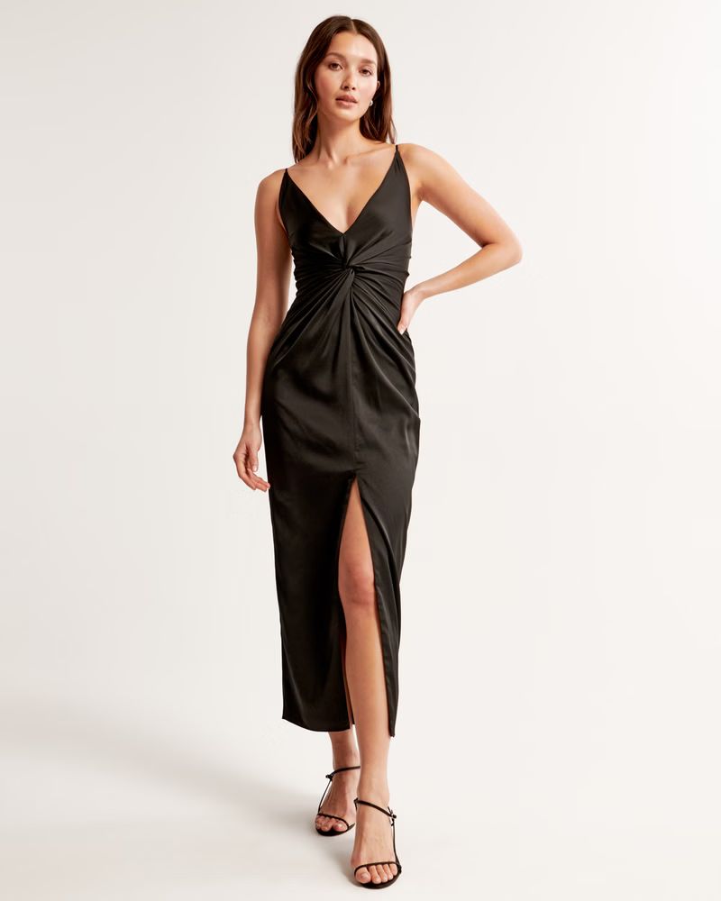 Draped Twist-Front Maxi Dress | Abercrombie & Fitch (US)