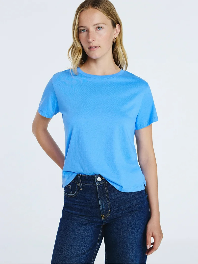 Free Assembly Women's and Women's Plus Cotton Cropped Boxy Tee with Short Sleeves, Sizes XS-4X | Walmart (US)