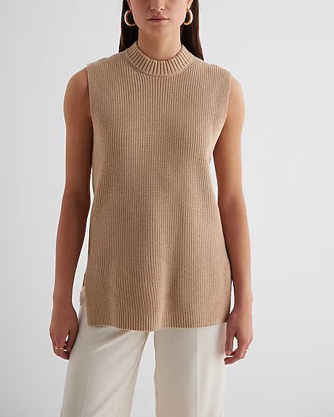 Mock Neck Sleeveless Oversized Sweater | Express