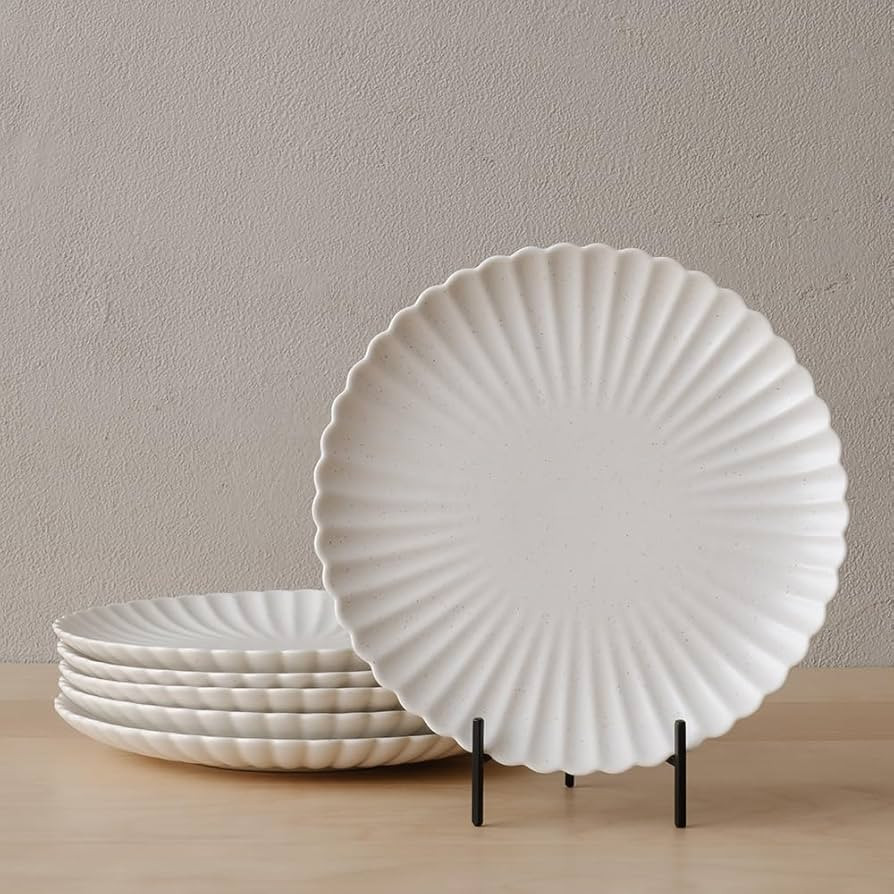 WENSHUO Daisy Plates Set of 6 (Nacre White, 9 Inch) | Amazon (US)