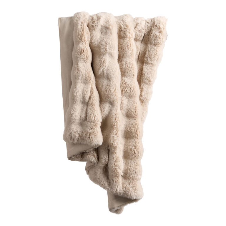 Faux Fur Super Soft Wavy Throw Blanket | World Market