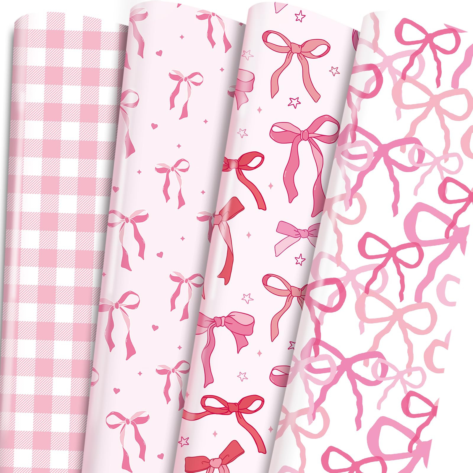 Pink Conquette Bow Wrapping Paper - 12 Sheets Coquettte Pretty Bows Valentines Galentines Wrap Pa... | Amazon (US)