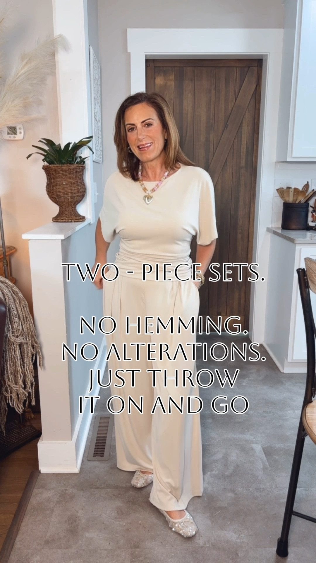 These matching sets are petite-friendly and require ZERO hemming. They’re comfortable, flattering, easy to style, and make getting dressed effortless.