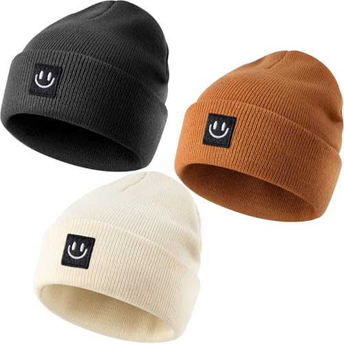 fhjax Toddler Beanie Baby Boys Girls Beanies Kids Winter Hats Children Knit Warm Caps (US, Age, 0 Months, 6 Months, Apricot+Caramel+Black) | Amazon (US)