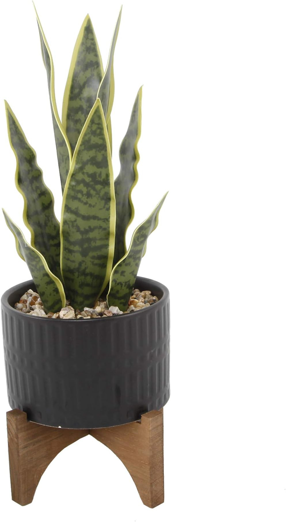 Flora Bunda Artificial Succulent Faux Plant 15.5" H Snake Plant in 5" Romam Ceramic Planter on Stand | Amazon (US)