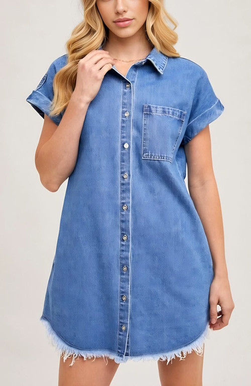 Knit and Lounge Relaxed Fit Denim Shirt Dress in Denim Blue at Nordstrom, Size Medium | Nordstrom