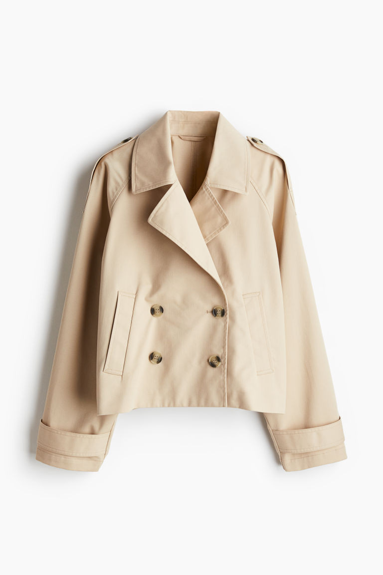 H & M - Short Trench Coat - Beige | H&M (US + CA)