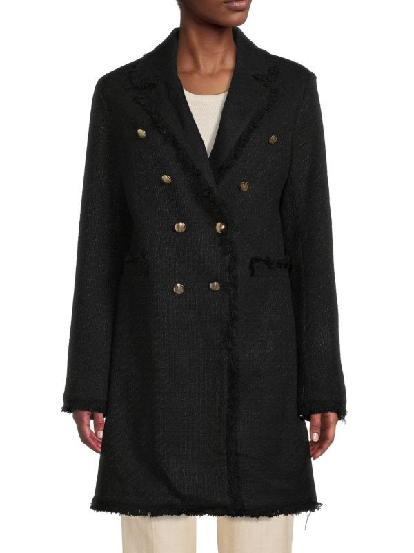 Dolce Cabo Tweed Fringe Coat on SALE | Saks OFF 5TH | Saks Fifth Avenue OFF 5TH