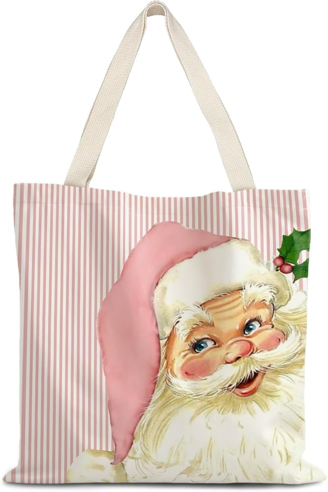 Santa Claus dogs cats cows Christmas Tote Bags for Woman,Reusable Grocery Bags Shopping Bags | Amazon (US)