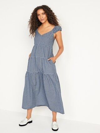 Fit & Flare Tiered Seersucker All-Day Maxi Dress for Women | Old Navy (US)