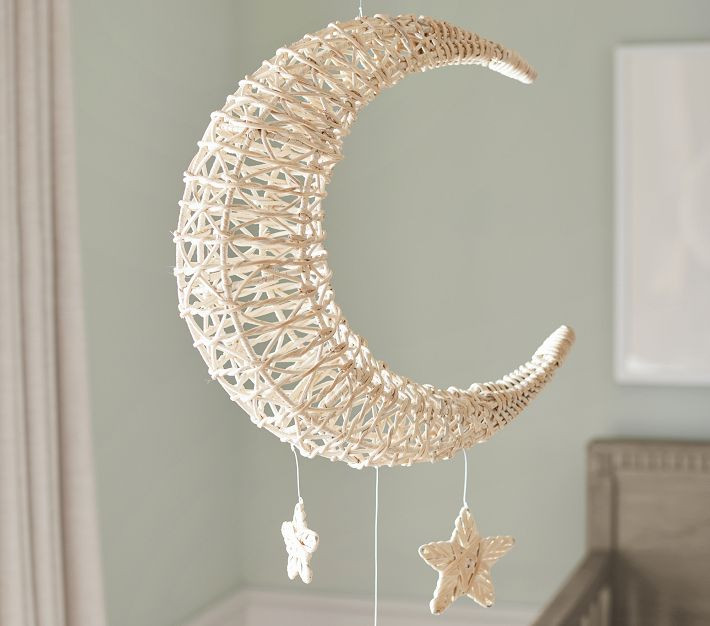 Rattan Moon And Stars Mobile | Pottery Barn Kids