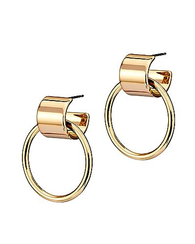 JENNY BIRD Faye Knocker Hoop Earrings | High Polish Gold, Cylinder Backing | Sleek, Chunky Designer Jewelry for Women | Amazon (US)