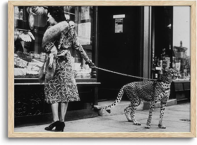 Vintage Black and White Wall Art Retro Fashion Cheetah Canvas Prints Trendy Leopard Wall Decor Ph... | Amazon (US)