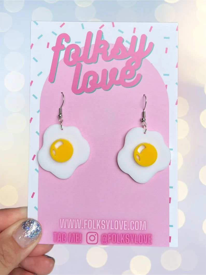Fried Egg Acrylic Earrings - Etsy | Etsy (US)