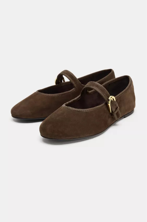 SUEDE BALLET FLATS | Zara Canada