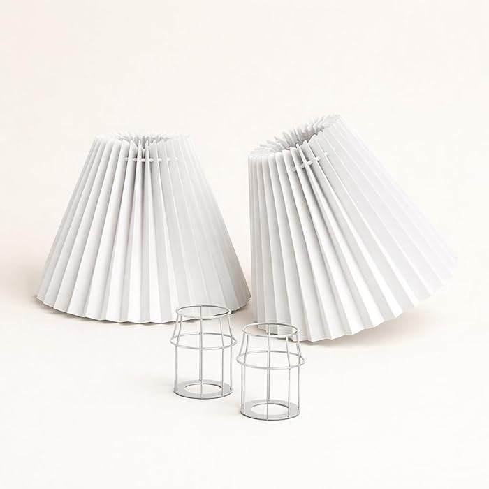 Small lampshades for table lamps, pleated, set of 2. Suitable for E27. 9"x6.2" Compatible with an... | Amazon (CA)
