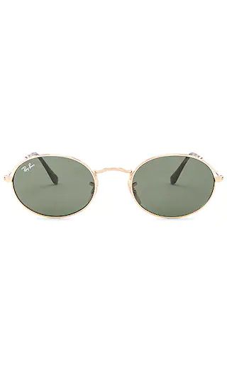 Ray-Ban Oval Flat in Gold & Green Classic | Revolve Clothing (Global)