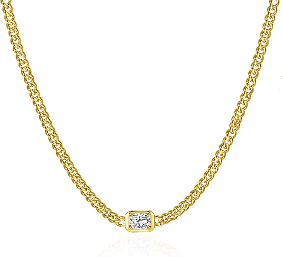 NOKMIT Layered Cuban Link Necklace for Women Dainty Adjustable 14K Gold Plated Miami Curb Chain C... | Amazon (US)