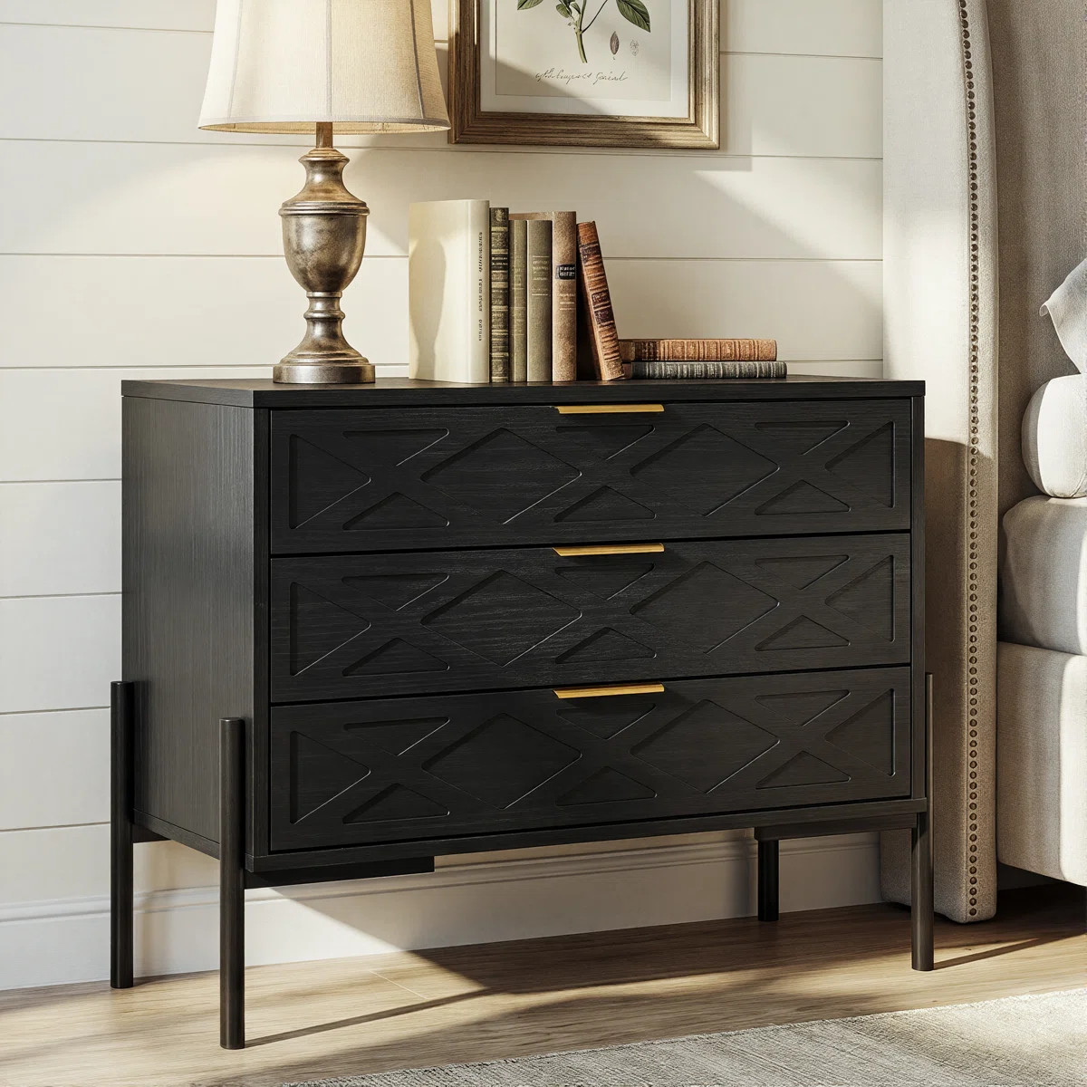 3-Drawer Nightstand With Metal Legs | Wayfair North America