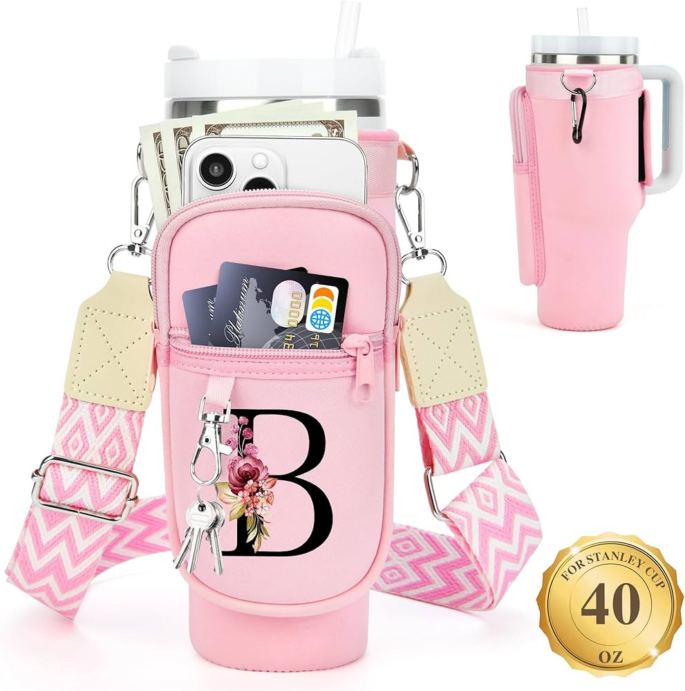 Initial Water Bottle Holder with Strap for Stanley 40 oz Tumbler, Gift for Mother's Day, Women's ... | Amazon (US)