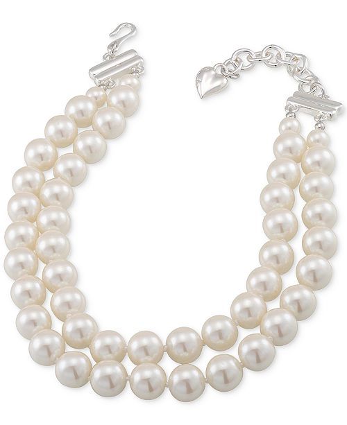 Silver-Tone Imitation Pearl Adjustable Collar Necklace | Macys (US)