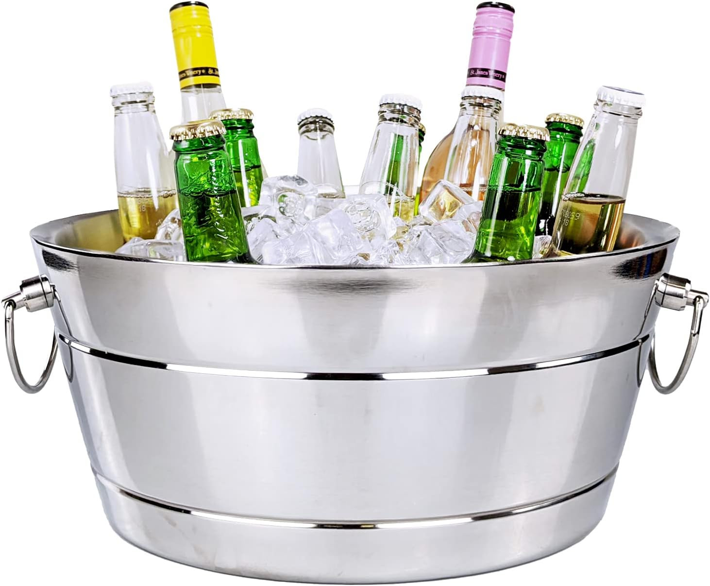 BREKX Stainless Steel Beverage Tub, Double Wall Insulated Anchored Ribbed Drink Tub & Ice Bucket ... | Amazon (US)