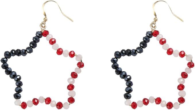 Madison Tyler Americana Collection Jewelry, Red White and Blue Plexi Double Star Drop Dangle Post... | Amazon (US)