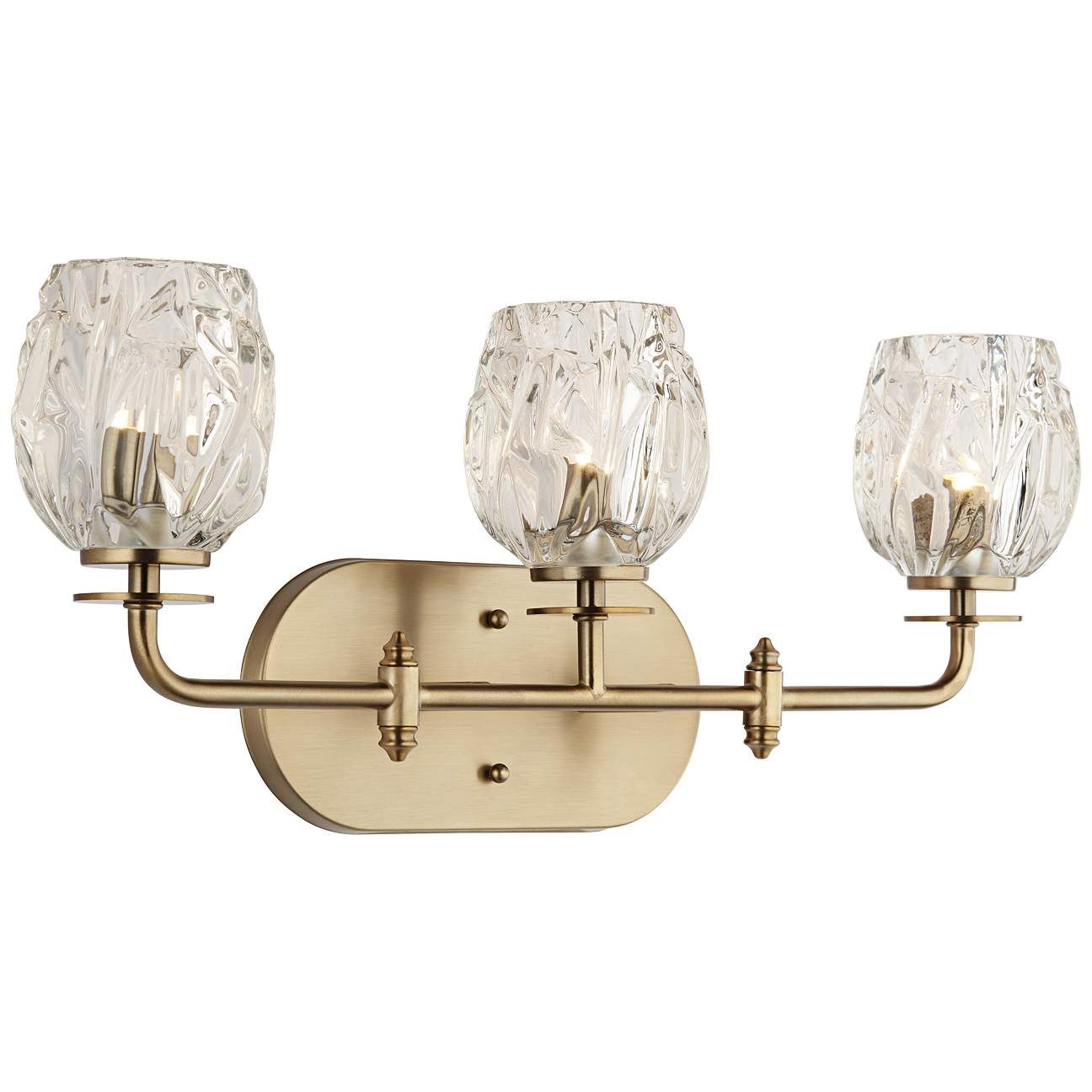 Possini Euro Tulip Glass 22 1/2"W Brass 3-Light Bath Light | Lamps Plus