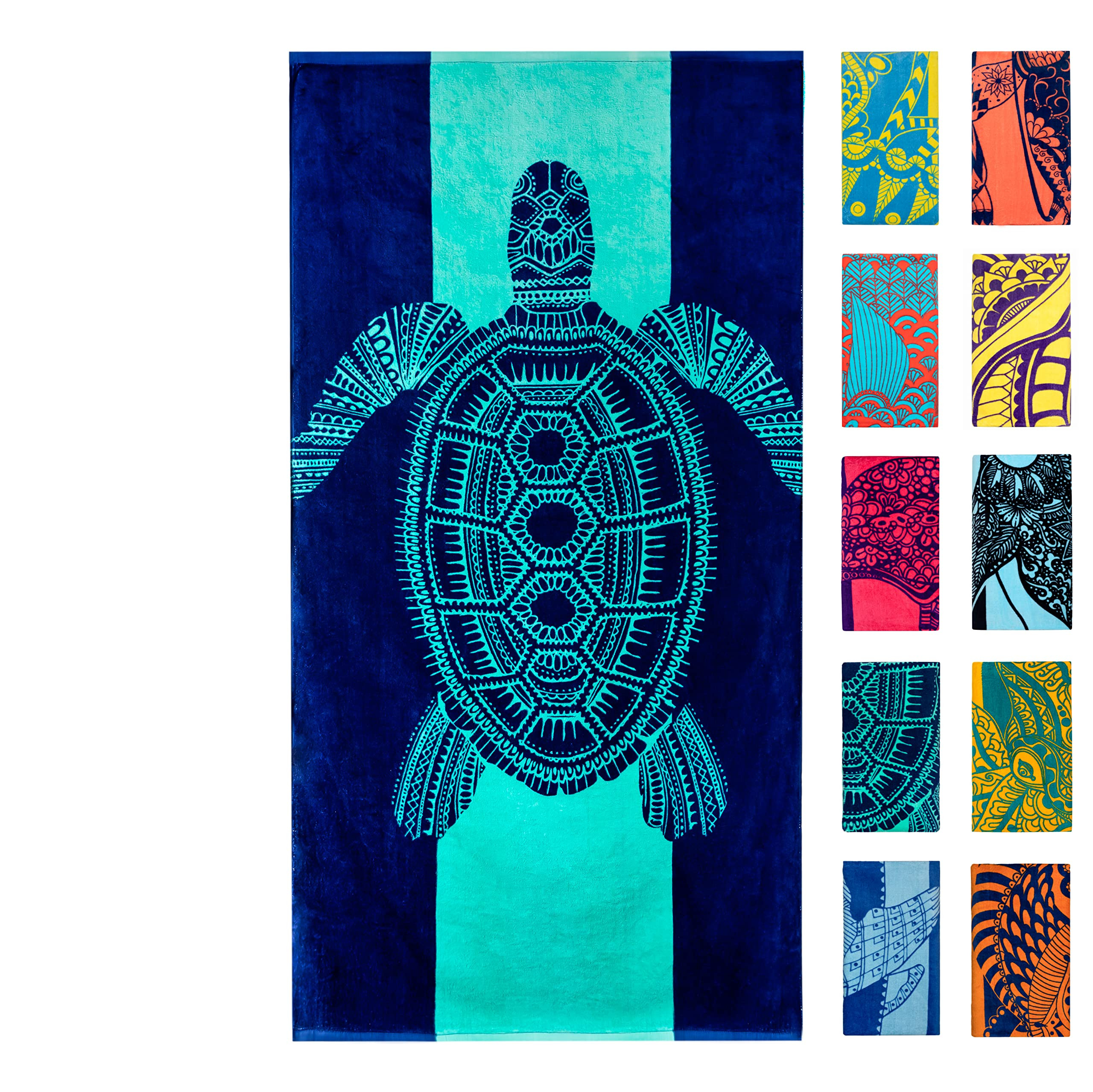 Nova Blue Turtle Beach Towel – Tropical Blue Colors with A Unique Design, Extra Large, XL (34... | Amazon (US)