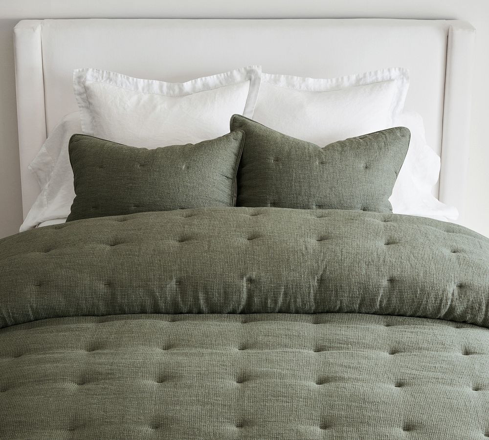 European Flax Linen Tufted Waffle Comforter & Shams | Pottery Barn (US)