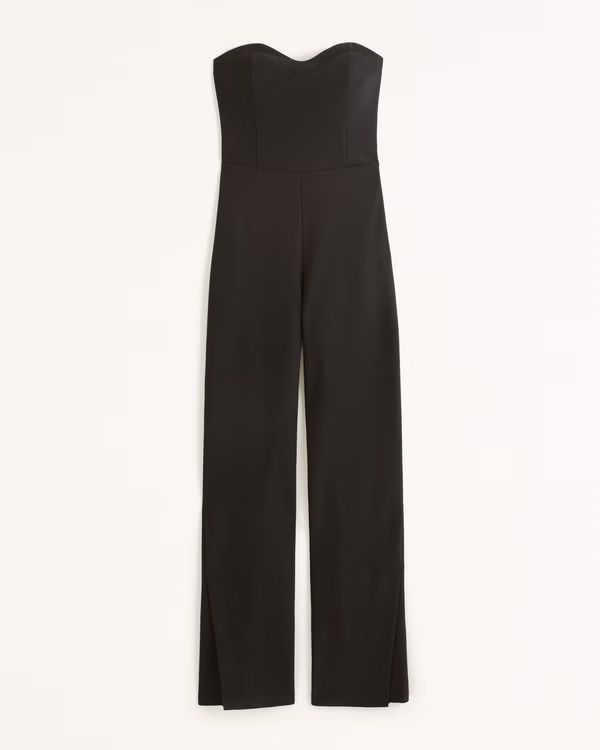 Strapless Crepe Sweetheart Jumpsuit | Abercrombie & Fitch (UK)