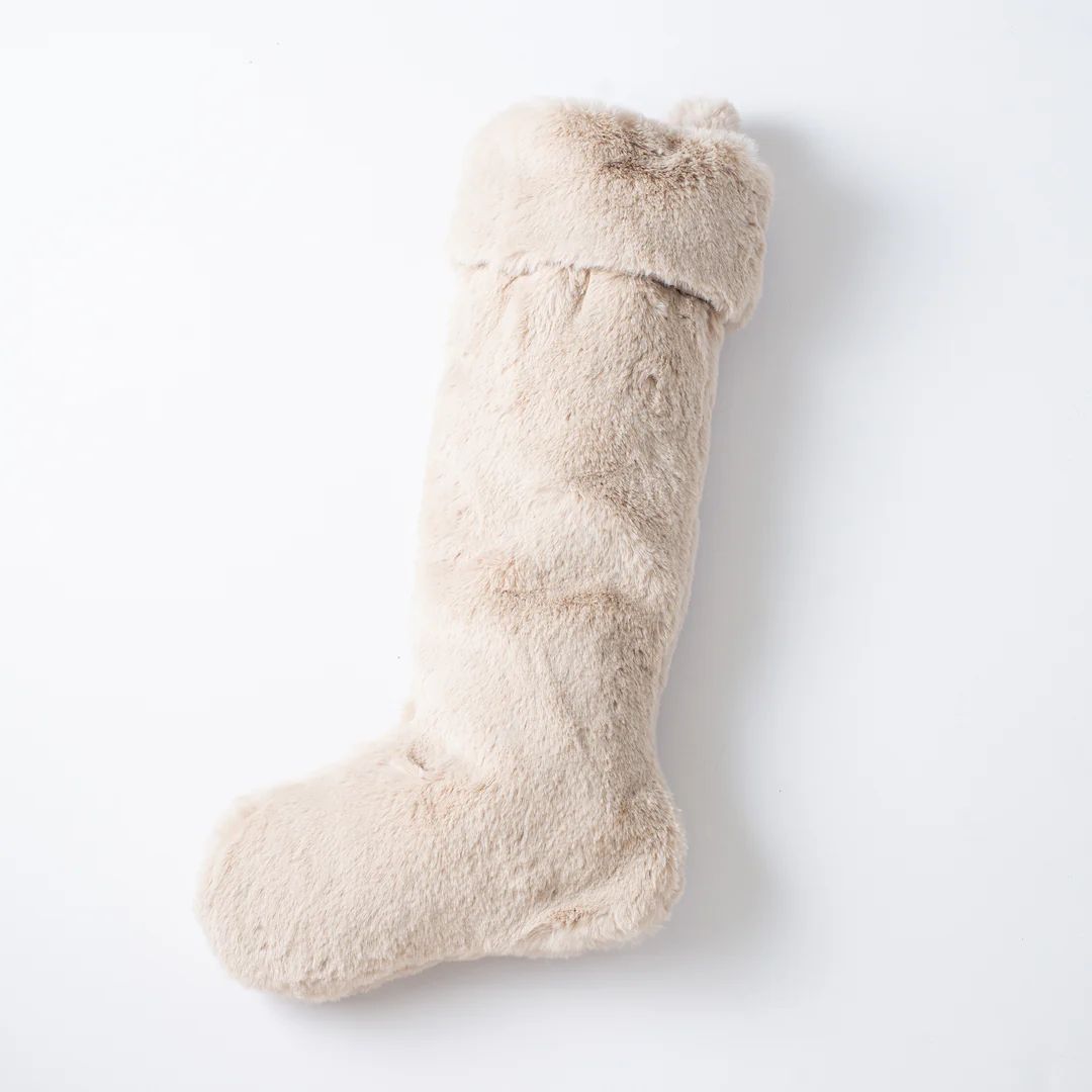Cream Lux Faux Fur Large Holiday Christmas Stocking | Darby Creek Trading