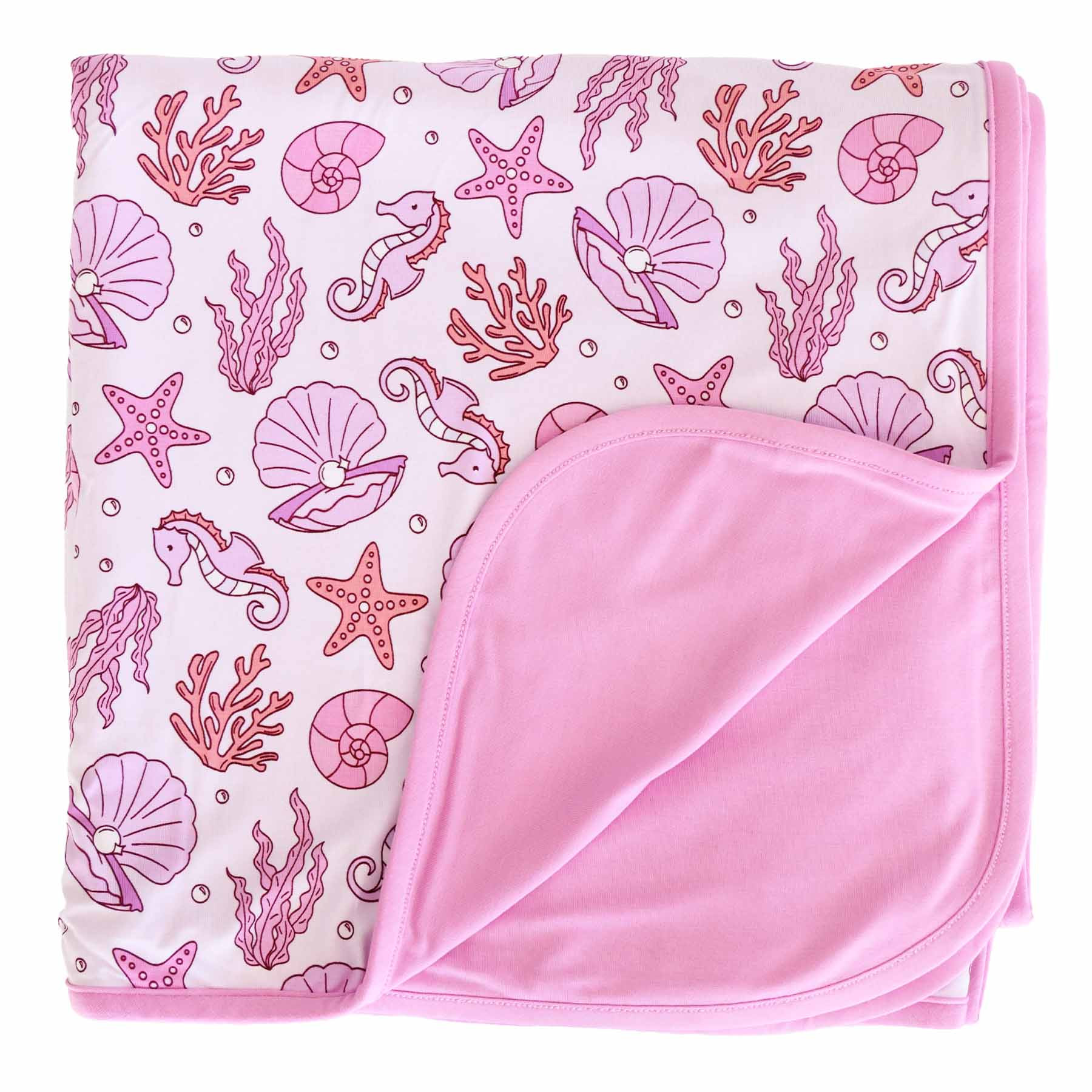 Tiny Tides Double Sided Bamboo Blanket | Pink | Caden Lane