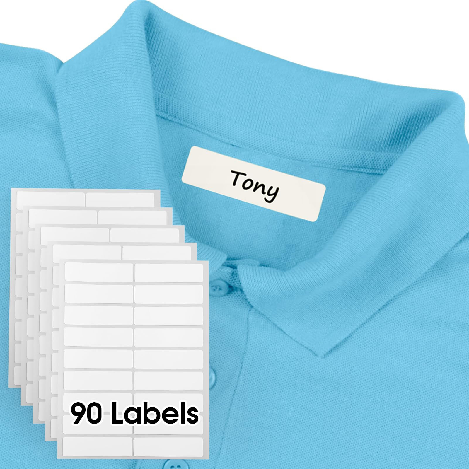 MaxGear 90 Pcs Kids No-Iron Clothing Labels, 0.5x1.75 Inch Self-Stick Fabric Tags, Washer Friendl... | Amazon (US)