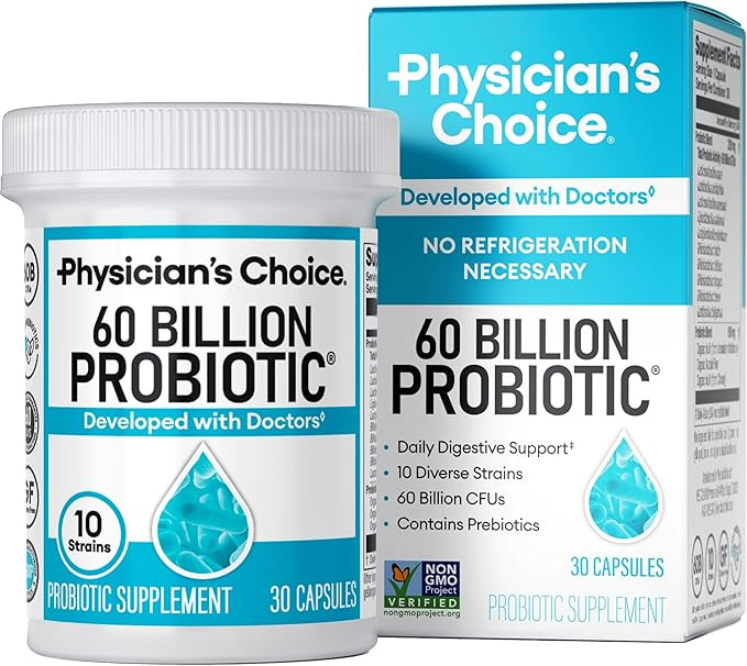 Physician's CHOICE Probiotics 60 Billion CFU - 10 Strains + Organic Prebiotics - Immune, Digestiv... | Amazon (US)