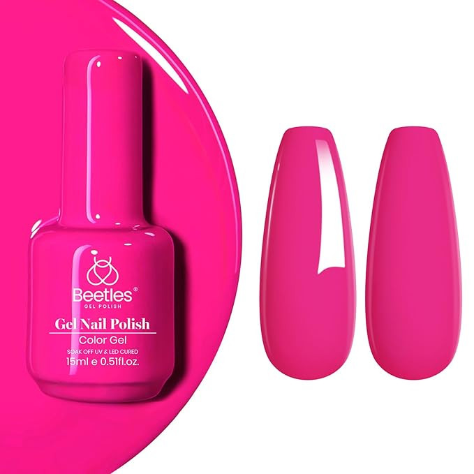 Beetles Gel Nail Polish, 1 Pcs 15ml Hot Pink Gel Polish Soak Off Nail Art Manicure Salon DIY Uv G... | Amazon (US)