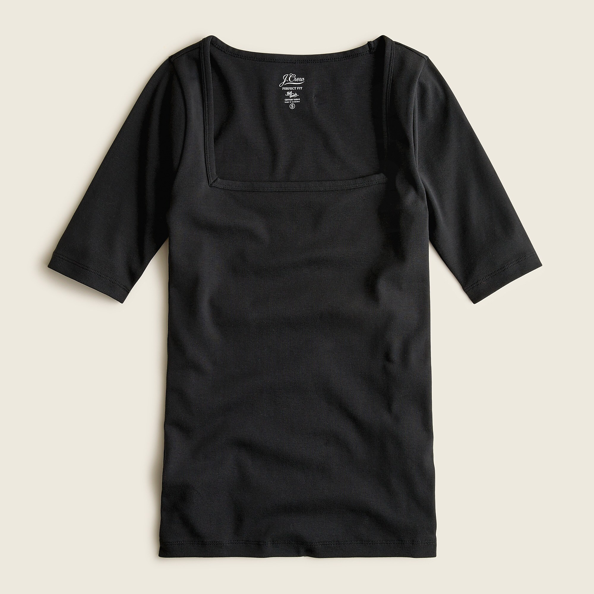 Perfect-fit  elbow-sleeve squareneck T-shirt | J. Crew US