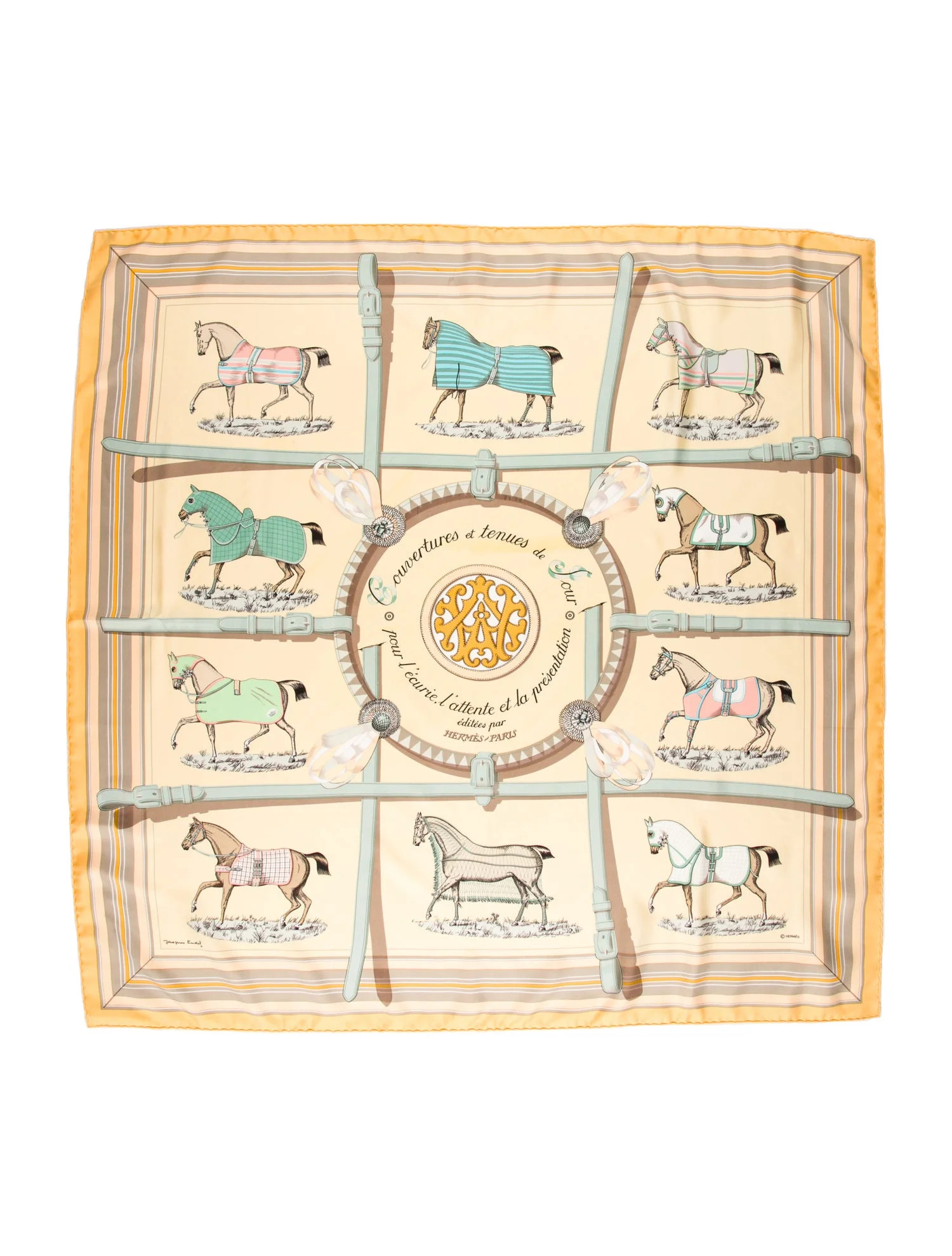 Hermès Couvertures et Tenues de Jour Silk Scarf - Yellow Scarves and Shawls, Accessories - HER83... | The RealReal