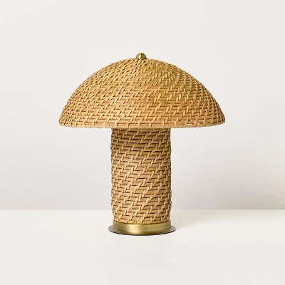 Rattan Accent Table Lamp (Includes LED Light Bulb) Brass/Brown - Hearth & Hand™ with Magnolia | Target