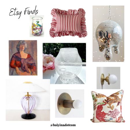 Etsy, Vintage, Home, Ruffle, Pillows, Brass Sconces, Portrait, Eclectic, Colorful, Red, Murano, Grand Millenial

#LTKstyletip #LTKfindsunder100 #LTKhome