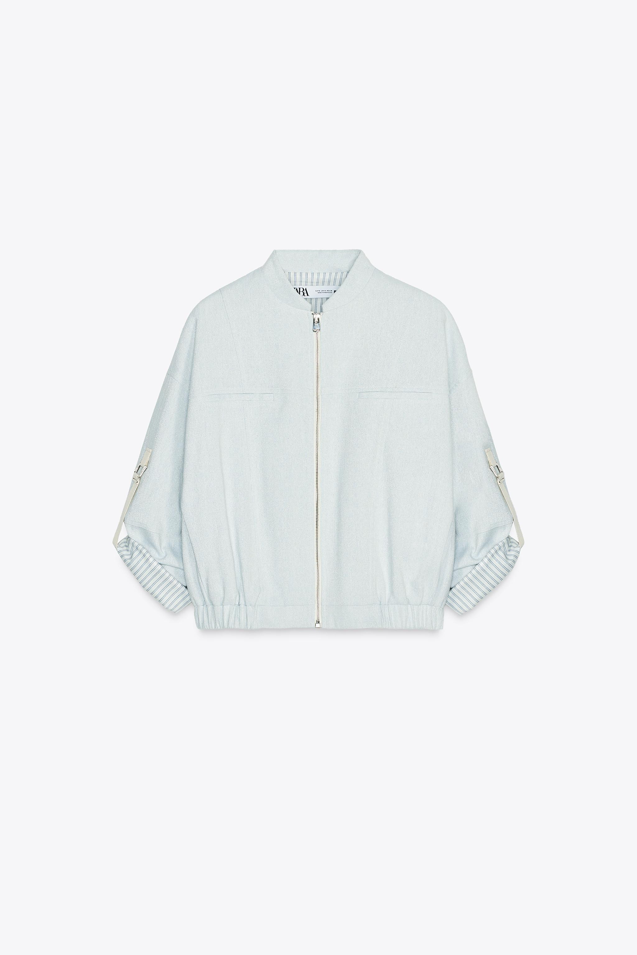 METALLIC THREAD TURN-UP SLEEVE JACKET | Zara US
