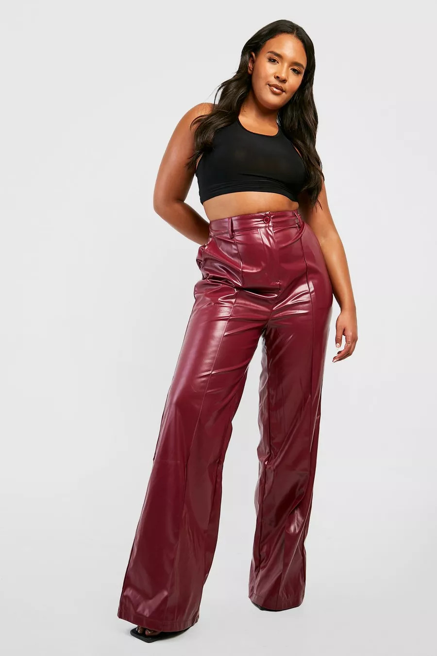 Plus Premium Faux Leather Wide Leg Pu Pants | Boohoo.com (US & CA)
