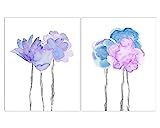 Lavender and Blue Flower Prints, Pastel Boho Watercolor Floral Wall Decor, Set of 2, UNFRAMED | Amazon (US)