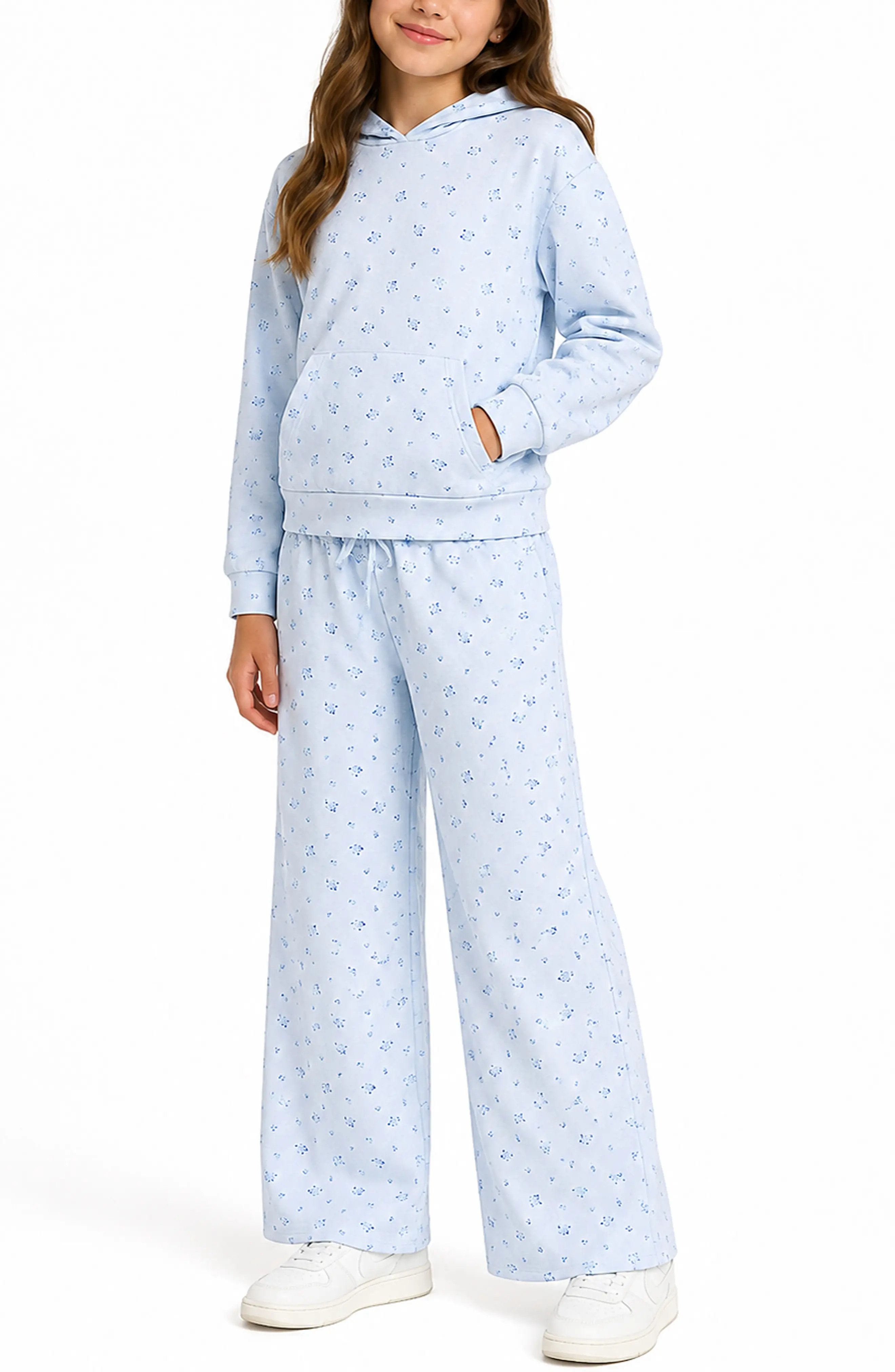 Zunie Kids' 2-Piece Floral Sweatsuit in Light Blue at Nordstrom Rack, Size Large | Nordstrom Rack