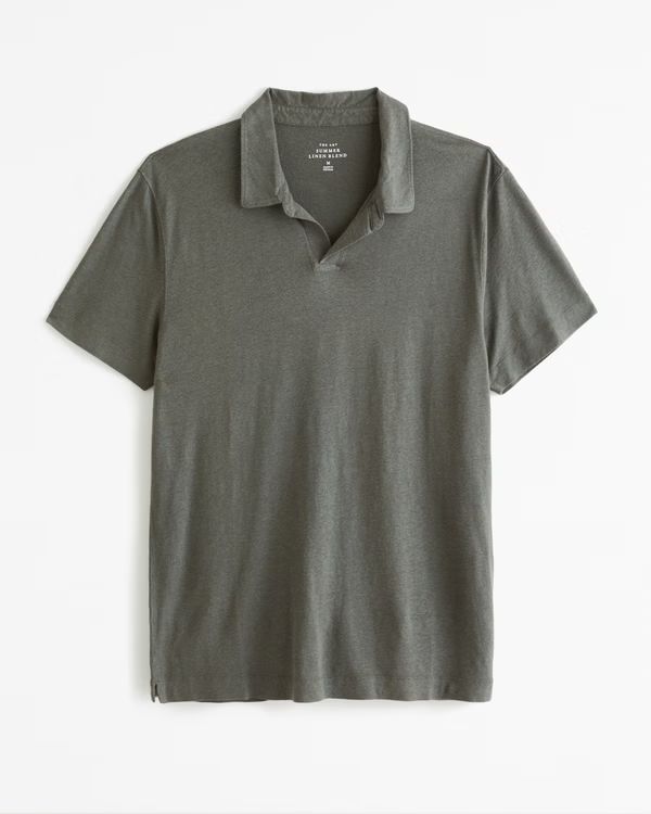 Summer Linen-Blend Johnny Collar Polo | Abercrombie & Fitch (US)