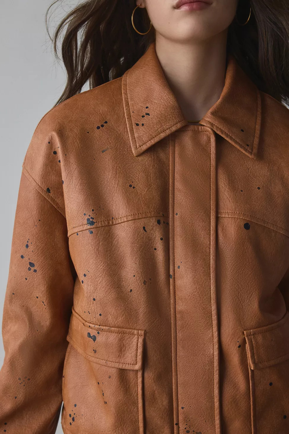 Silence + Noise Painterly Faux Leather Jacket | Urban Outfitters (US and RoW)