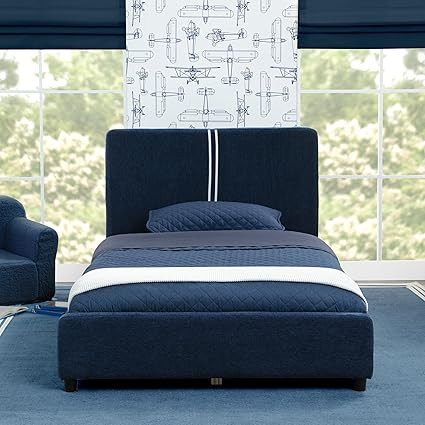 Delta Children Upholstered Twin Size Bed with Headboard, Premium Wood Slat Support, No Box Spring... | Amazon (US)