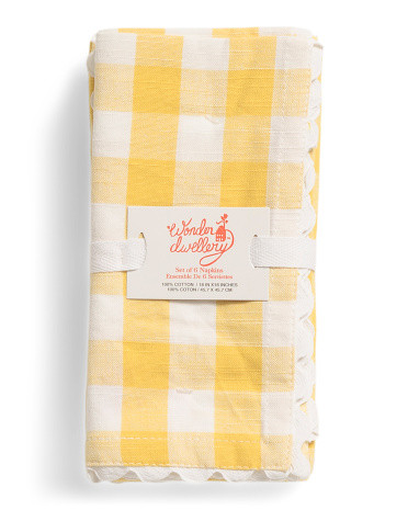 6pk Gingham Rick Rack Trim Woven Napkins | TJ Maxx