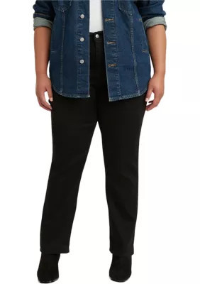 Levi's Women's Plus Size High Rise Straight Jeans, Black, 20W | Belk